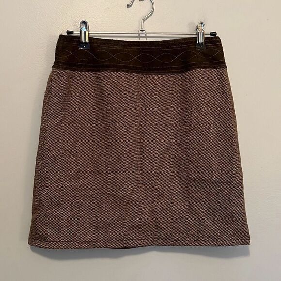 Ann Taylor LOFT Women's Brown Wool Silk Blend Tweed Mini Skirt - Picture 1 of 5